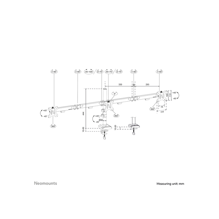 NEOMOUNTS PRODUCTS EUR Neomounts DS60-600BL3 Support d'écran à fixer 10-27" - Quickfix - arrêt 180°