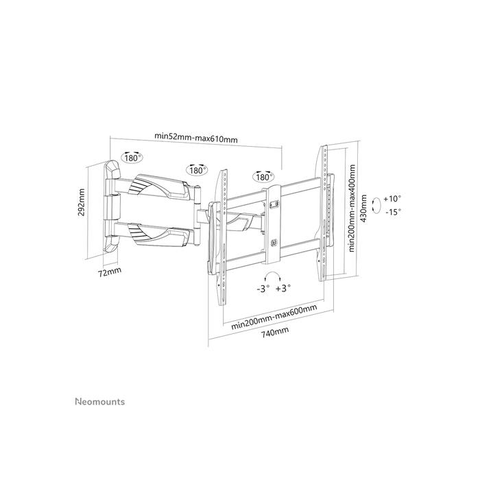 NEOMOUNTS PRODUCTS EUR Neomounts NM-W460BLACK Support pour écran mural 32-60" - orientable