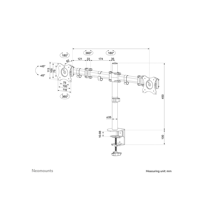 NEOMOUNTS PRODUCTS EUR Neomounts NM-D135DBLACK Support d'écran à fixer 10-27"