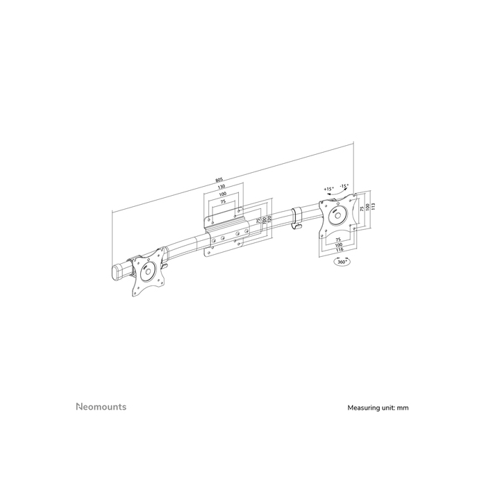 NEOMOUNTS PRODUCTS EUR Neomounts FPMA-CB100BLACK Adaptateur pour 2 écrans avec barre transversale 10-27"