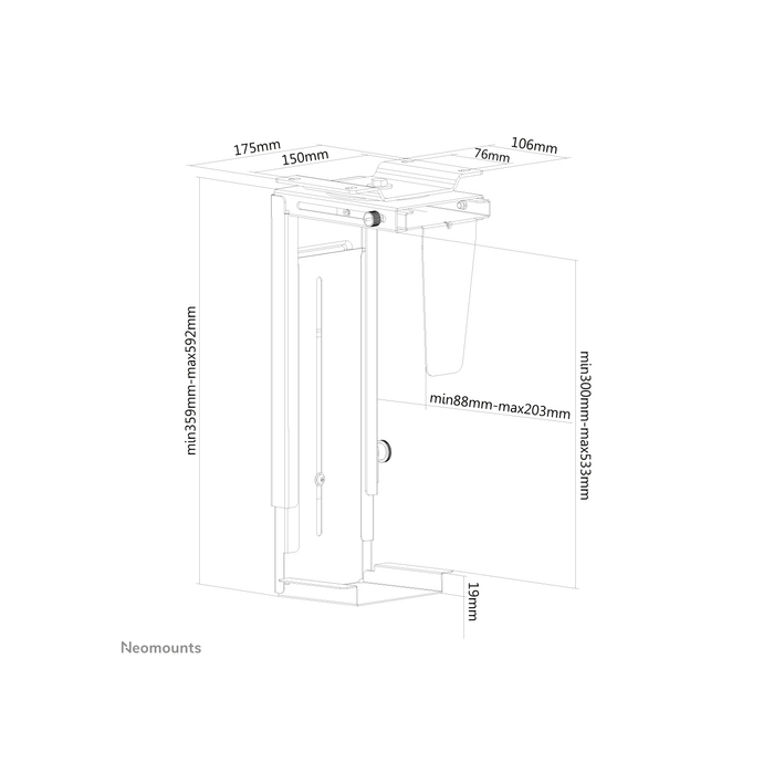 NEOMOUNTS PRODUCTS EUR Neomounts NM-CPU100BLACK Support pour ordinateur - rotatif - max 10 kg - universel
