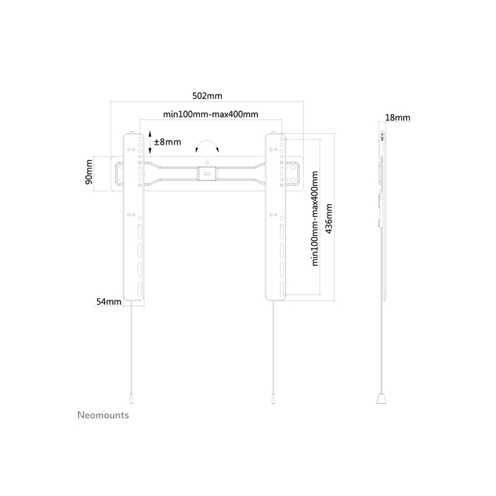 NEOMOUNTS PRODUCTS EUR Neomounts LED-W400BLACK Support pour écran mural 32-55" - ultra-plat