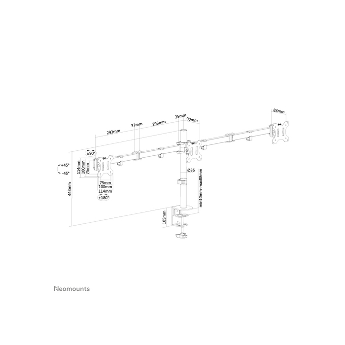 NEOMOUNTS PRODUCTS EUR Neomounts FPMA-D550D3BLACK Support d'écran à fixer 10-27"