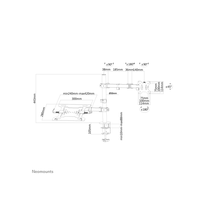 NEOMOUNTS PRODUCTS EUR Neomounts FPMA-D550NOTEBOOK Support d'écran à fixer avec support pour ordinateur portable 10-32"