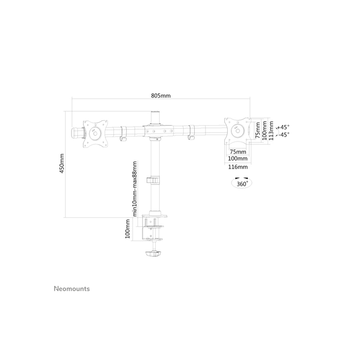 NEOMOUNTS PRODUCTS EUR Neomounts FPMA-DCB100DBLACK Support d'écran à fixer 10-27"