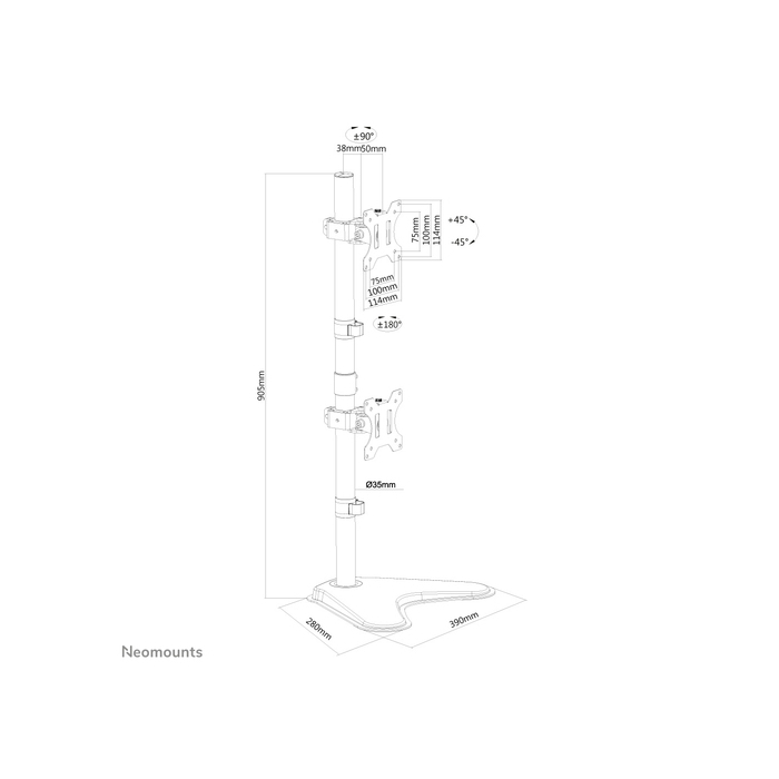 NEOMOUNTS PRODUCTS EUR Neomounts FPMA-D550DDVBLACK Support d'écran à poser 10-32" - installation verticale