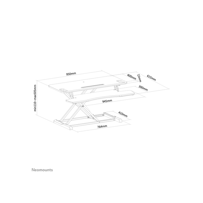NEOMOUNTS PRODUCTS EUR Neomounts NS-WS300BLACK Poste de travail assis-debout - ressort à gaz