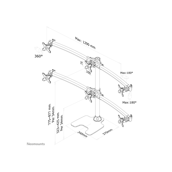 NEOMOUNTS PRODUCTS EUR Neomounts FPMA-D700DD6 Support d'écran à poser 10-27"