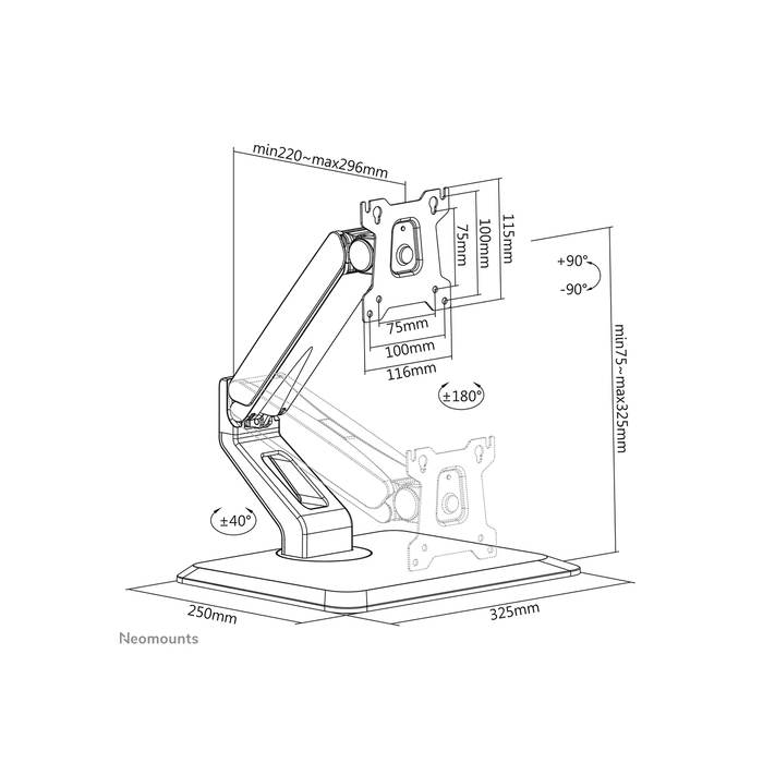 NEOMOUNTS PRODUCTS EUR Neomounts FPMA-D885BLACK Support d'écran à poser 15-32" - ressort à gaz