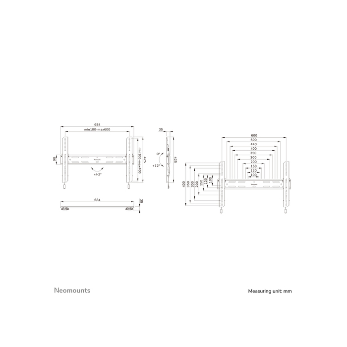 NEOMOUNTS PRODUCTS EUR Neomounts WL35S-850BL16 Support pour écran mural 42-86" - inclinable - verrouillable - installation rapide