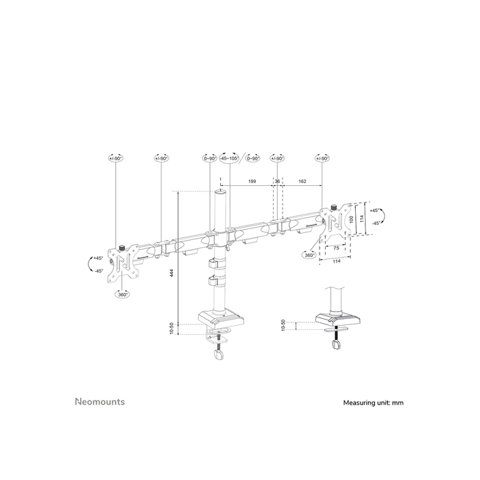 NEOMOUNTS PRODUCTS EUR Neomounts DS60-600BL2 Support d'écran à fixer 10-32" - Quick-fix - arrêt 180°