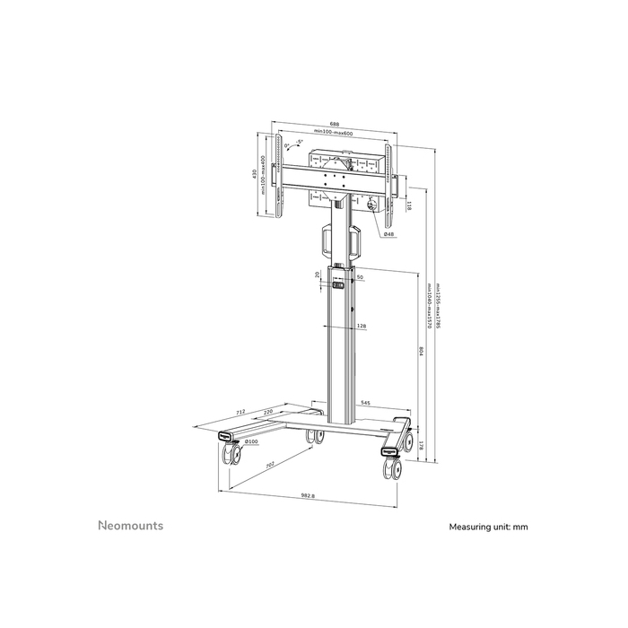 NEOMOUNTS PRODUCTS EUR Neomounts FL50S-825BL1 Support au sol mobile pour écran 37-75" - TÜV