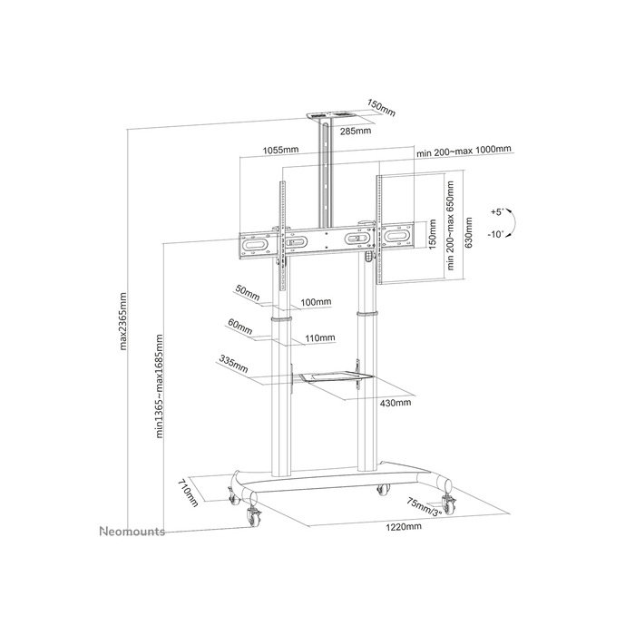NEOMOUNTS PRODUCTS EUR Neomounts PLASMA-M1950E Chariot pour écran 60-100"