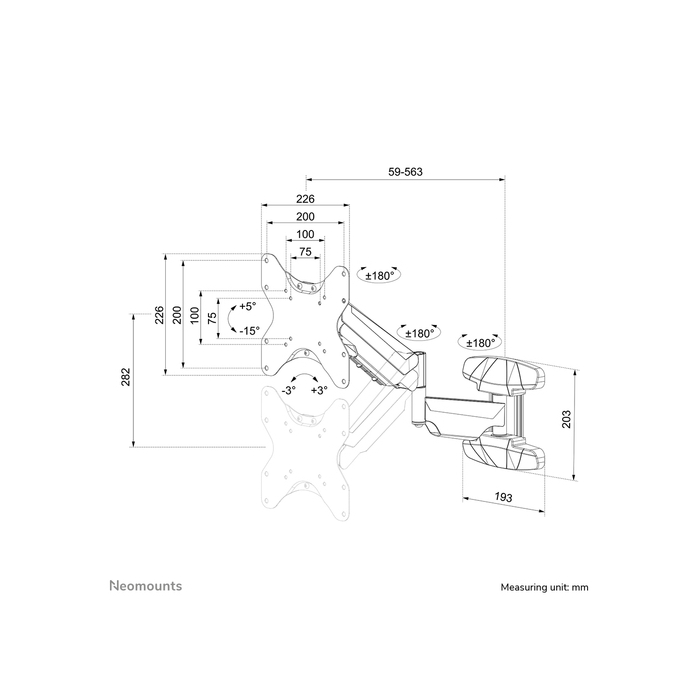 NEOMOUNTS PRODUCTS EUR Neomounts WL70-550BL12 Support mural pour écran 23-42" - ressort à gaz - orientable