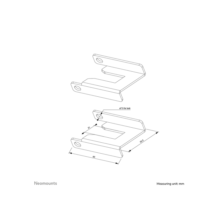 NEOMOUNTS PRODUCTS EUR Neomounts ABL-875 Jeu de blocage de frein des roues pour les chariots (2 pcs)