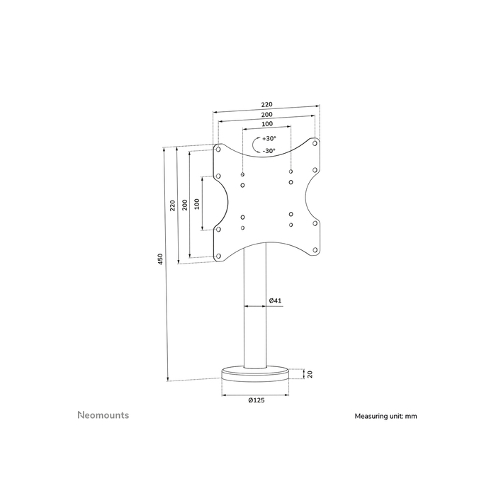 NEOMOUNTS PRODUCTS EUR Neomounts DS42-430BL12 Support de bureau pour écran à poser 23-43"- à visser - pivotant