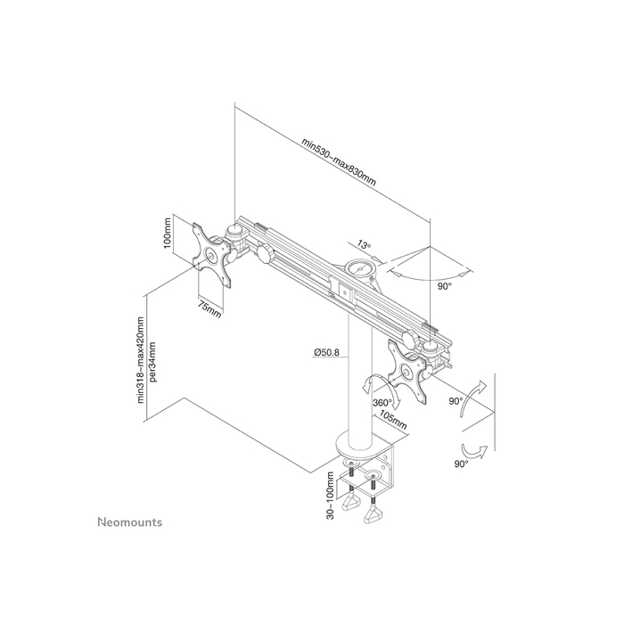 NEOMOUNTS PRODUCTS EUR Neomounts FPMA-D700D Support d'écran à fixer 19-30"