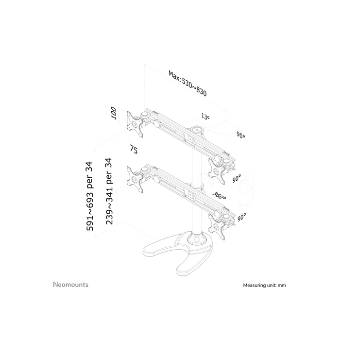 NEOMOUNTS PRODUCTS EUR Neomounts FPMA-D700DD4 Support d'écran à poser 19-30"