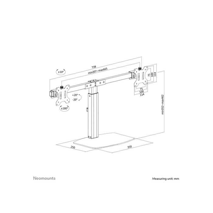 NEOMOUNTS PRODUCTS EUR Neomounts FPMA-D865DBLACK Support d'écran à poser 10-27" - ressort à gaz