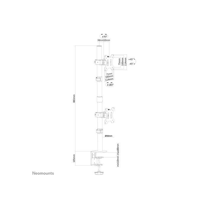 NEOMOUNTS PRODUCTS EUR Neomounts FPMA-D550DVBLACK Support d'écran à fixer 10-32" - installation verticale