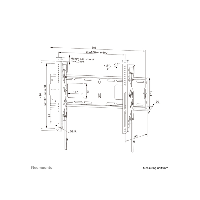 NEOMOUNTS PRODUCTS EUR Neomounts WL35-750BL16 Support mural inclinable pour écran 42-86" - verrouillable - installation rapide - TÜV