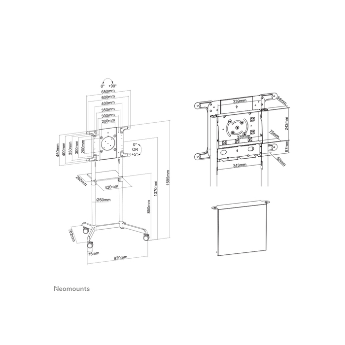 NEOMOUNTS PRODUCTS EUR Neomounts NS-M1250WHITE Support au sol pour écran 37-70" - rotatif