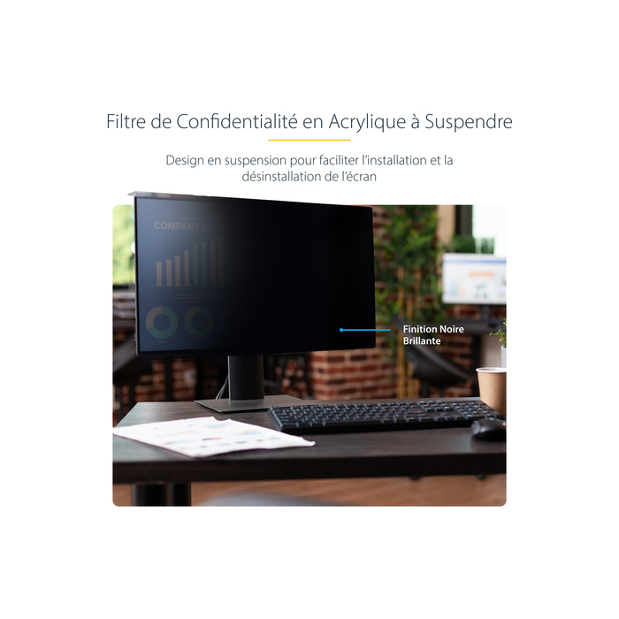 StarTech.com Filtre de Confidentialité pour Écran d'Ordinateur 27 pouces 16:9, Filtre Acrylique Suspendu, Protection d'Écran à Installation Rapide, Protection de Moniteur, +/- 30 Degrés de Vue, Brillant