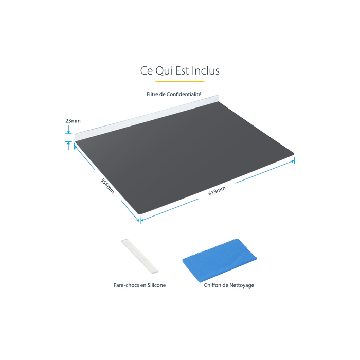 StarTech.com Filtre de Confidentialité pour Écran d'Ordinateur 27 pouces 16:9, Filtre Acrylique Suspendu, Protection d'Écran à Installation Rapide, Protection de Moniteur, +/- 30 Degrés de Vue, Brillant