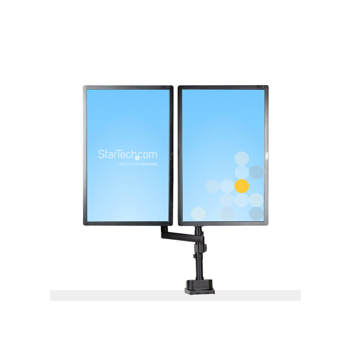 StarTech.com Support Double Écran PC - Bras Double Moniteur VESA - 32" 8kg - Empilables Verticalement - Porte 2 Écrans Hauteur Réglable/Articulé - Fixation Pince/œillet