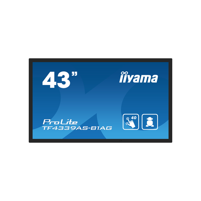 iiyama TF4339AS-B1AG affichage de messages Écran plat de signalisation numérique 42,5" LED 500 cd/m² 4K Ultra HD Noir Écran tactile Intégré dans le processeur Android 24/7