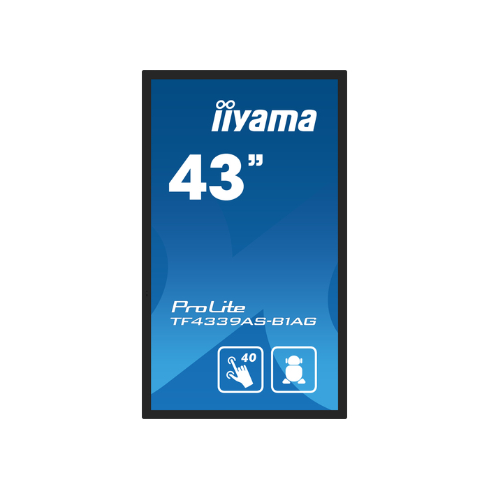 iiyama TF4339AS-B1AG affichage de messages Écran plat de signalisation numérique 42,5" LED 500 cd/m² 4K Ultra HD Noir Écran tactile Intégré dans le processeur Android 24/7