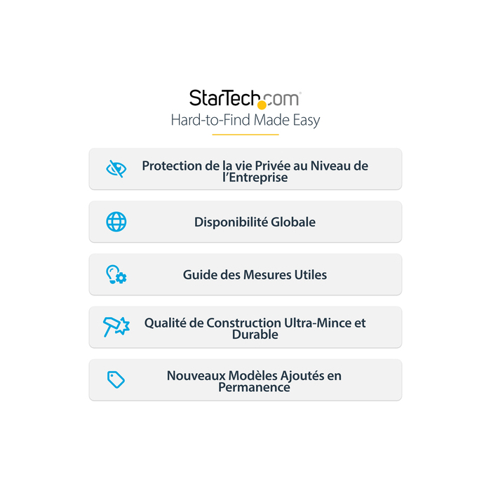 StarTech.com Filtre de Confidentialité pour Écran d'Ordinateur 24 pouces 16:9, Filtre Acrylique Suspendu, Protection d'Écran à Installation Rapide, Protection de Moniteur, +/- 30 Degrés de Vue, Brillant