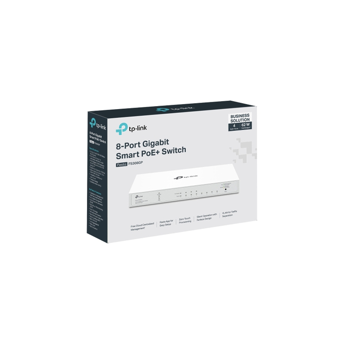 TP-Link FESTA FS308GP commutateur réseau Géré Gigabit Ethernet (10/100/1000) Connexion Ethernet, supportant l'alimentation via ce port (PoE) Blanc