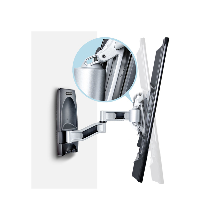 StarTech.com Support Mural TV Articulé - Support Mural VESA, Supporte les Téléviseurs de 26 à 65 pouces - Accroche TV Murale Rétractable à Profil Bas - Fixation Murale TV d'Angle Ajustable - Support Télé Articulé