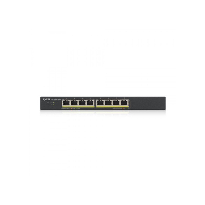 ZYXEL    Zyxel GS1900-8HP v3 PoE Géré L2 Gigabit Ethernet (10/100/1000) Connexion Ethernet, supportant l'alimentation via ce port (PoE) Noir