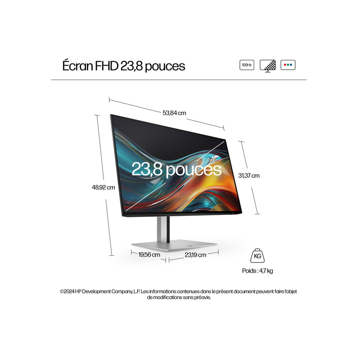 HP Écran FHD 23,8 pouces Série 7 Pro - 724pf