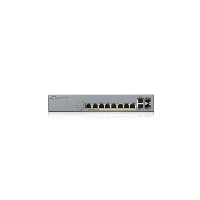 ZYXEL    Zyxel GS1350-12HP-EU0101F commutateur réseau Géré L2 Gigabit Ethernet (10/100/1000) Connexion Ethernet, supportant l'alimentation via ce port (PoE) Gris