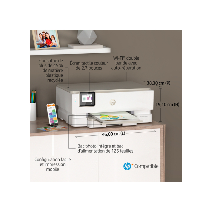 HP ENVY Inspire 7224e Sans fil multifonction couleur, Instant Ink; copieur, scanner