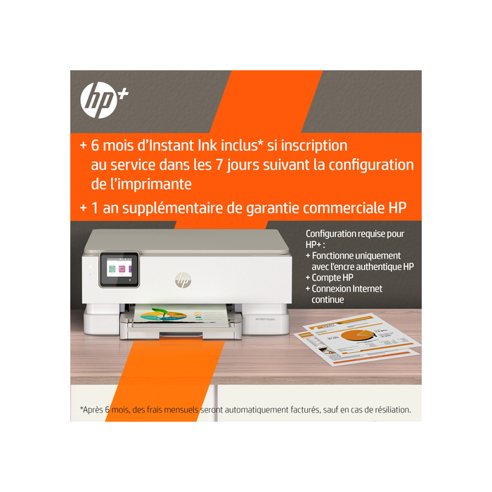 HP ENVY Inspire 7224e Sans fil multifonction couleur, Instant Ink; copieur, scanner