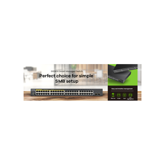 ZYXEL    Zyxel GS1900-48-EU0102F commutateur réseau L2 Gigabit Ethernet (10/100/1000) Noir