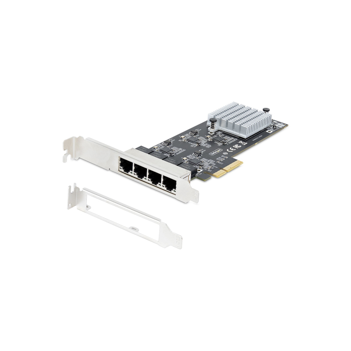StarTech.com Carte Réseau PCIe à 4 Ports 2,5 Gbps NBASE-T, Intel I225-V - Carte Réseau pour PC - Carte Réseau Ethernet Multi-Gigabit - Carte LAN Serveur PCI Express 2.1 - Interface Ethernet de Bureau