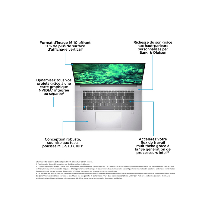 HP ZBook Studio G10 Intel Core i7-13800H 16" 16 Go 1 To NVIDIA RTX 3000 Ada Wi-Fi 6E Windows 11 Pro Argent