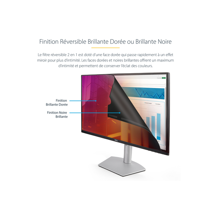StarTech.com Filtre de Confidentialité pour Écran 24 pouces 16:9, Écran de Confidentialité Réversible Or, Filtre Anti Reflet pour Ordinateur Amélioré, Bouclier de Sécurité, +/- 30 Degrés