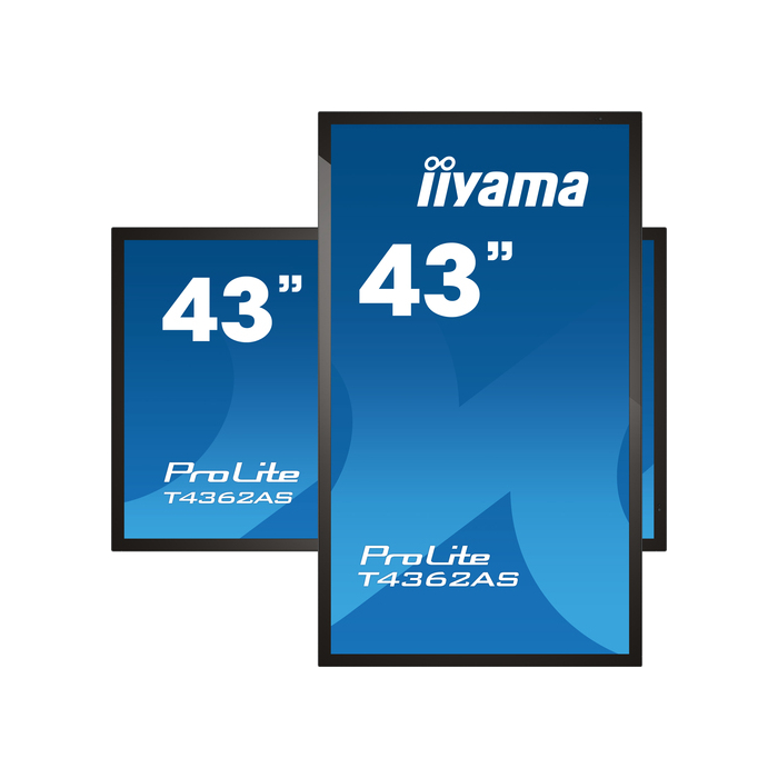 iiyama T4362AS-B1 Écran d'affichage dynamique Écran plat interactif 42,5" IPS 500 cd/m² 4K Ultra HD Noir Écran tactile Intégré dans le processeur Android 8.0 24/7
