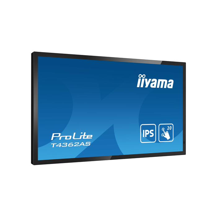 iiyama T4362AS-B1 Écran d'affichage dynamique Écran plat interactif 42,5" IPS 500 cd/m² 4K Ultra HD Noir Écran tactile Intégré dans le processeur Android 8.0 24/7