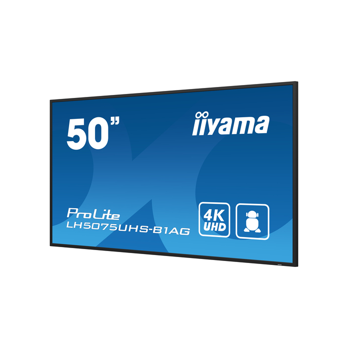 iiyama LH5075UHS-B1AG Écran d'affichage dynamique Écran plat de signalisation numérique 49,5" LCD Wifi 500 cd/m² 4K Ultra HD Noir Intégré dans le processeur Android 11 24/7