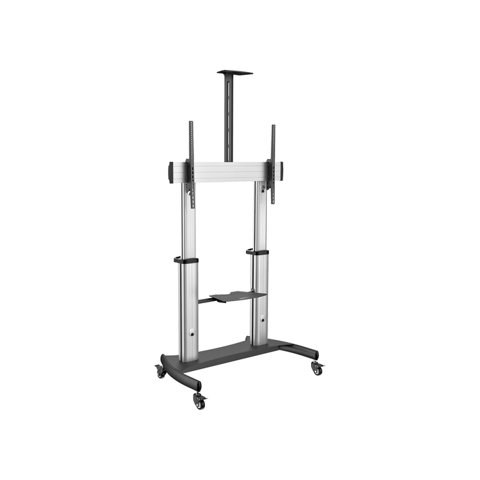 StarTech.com Support Téléviseur Mobile - Chariot Support Télé Robuste Écrans 60-100" 100kg - Support TV Écran Plat sur Pied Roulettes - Hauteur Réglable - Support Télévision Universel avec Étagères