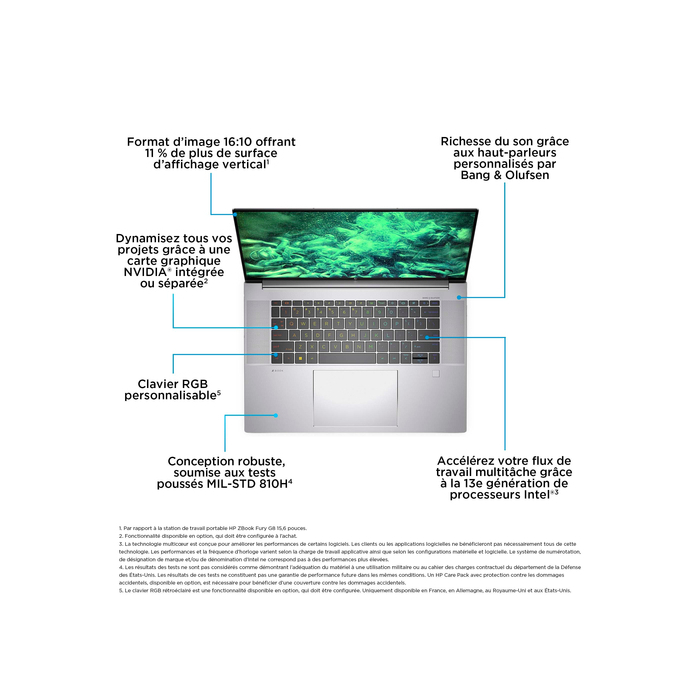 HP ZBook Studio G10 Intel Core i7-13700H 16" 16 Go 1 To NVIDIA RTX 3000 Ada Wi-Fi 6E Windows 11 Pro Gris
