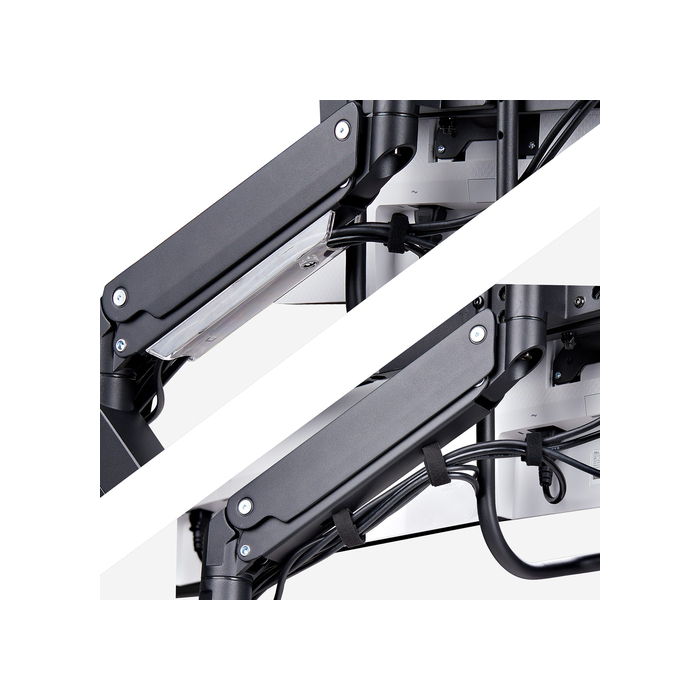 StarTech.com Support de Bureau pour 3 Écrans 27", VESA 75x75/100x100, Bras Articulé Réglable sans Outils, Pince en C/Passe-Fil, Support d'Écrans 27 pouces, Bras pour Moniteur Assisté par Ressort