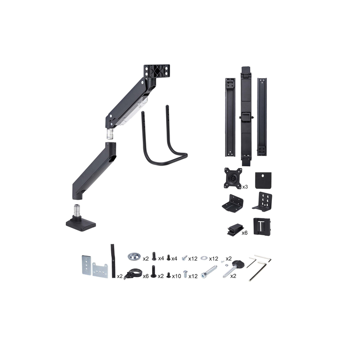StarTech.com Support de Bureau pour 3 Écrans 27", VESA 75x75/100x100, Bras Articulé Réglable sans Outils, Pince en C/Passe-Fil, Support d'Écrans 27 pouces, Bras pour Moniteur Assisté par Ressort